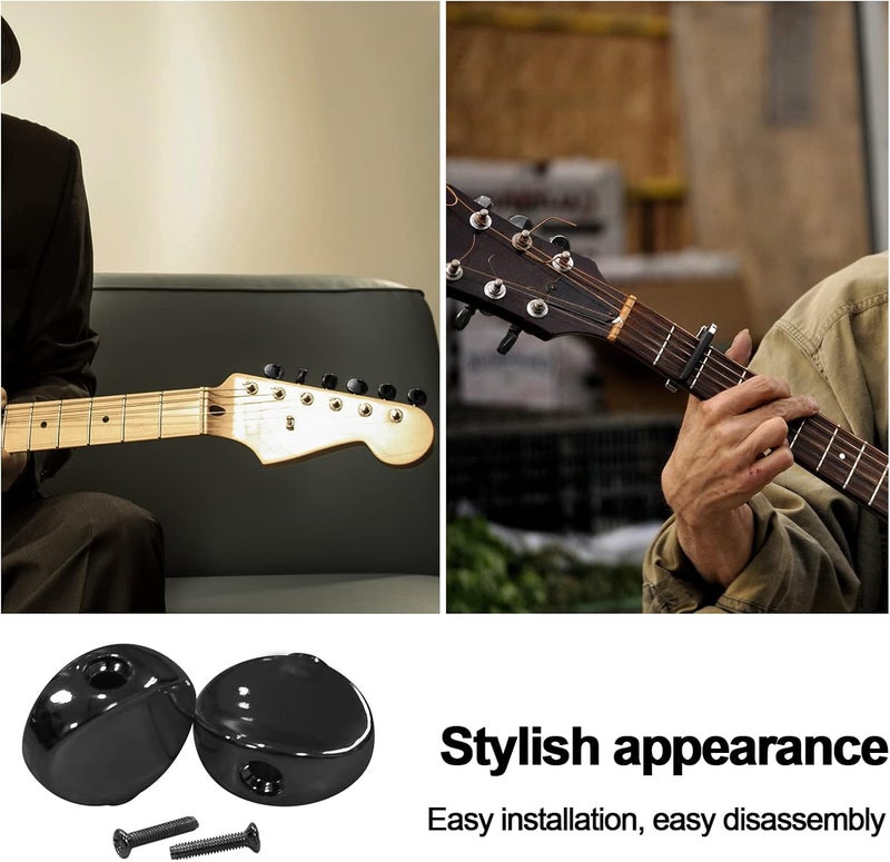 MAXCHEER 6PCS Metal Big Square Shape Guitar Tuning Peg Tuners Machine Head Replacemen Buttons knob Handle Tip (Black Oval) - Image 4